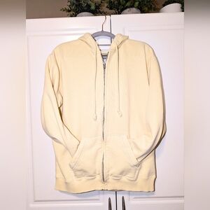 🧈🩷Hollister Butter Yellow Soft Hooded Zip-Up Sweatshirt